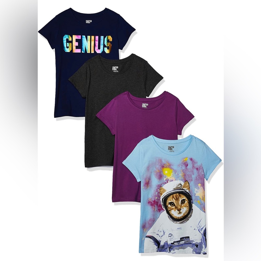 New 4 pack Girls and Toddlers Short-Sleeve T-Shirt Tops Spotted Zebra